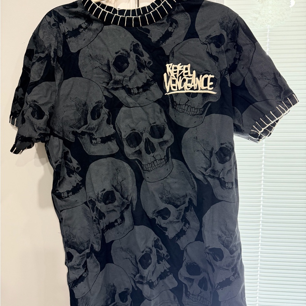 Rebel Vengeance Black Skull Print Men's Tee